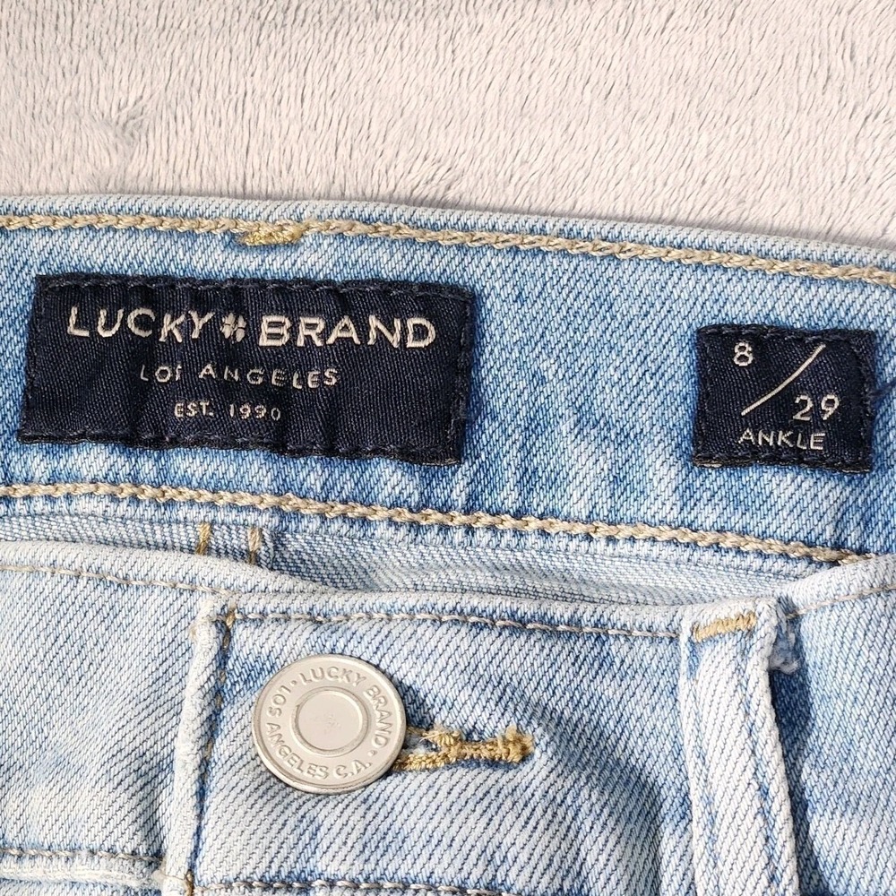 Lucky Brand Mid Rise Ava Skinny Jeans Light Wash Distressed Ankle 8/29 7WD11509 - Picture 5 of 11